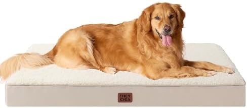 EHEYCIGA Orthopedic Dog Bed Large with Removable Washable Cover, 44IN Camel by EHEYCIGA