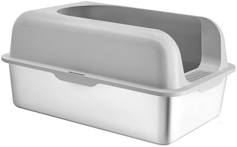 VEVOR Stainless Steel Cat Litter with Lid, XL Extra Large Enclosed Cat Litter Box for Big Cats, High Sides Metal Litter Box, Anti Leakage,Odor-Free & Easy Cleaning,Include Scoop & Foot Board - Image 4