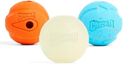 Chuckit Gen 1 Fetch Pack Dog Balls - Interactive Dog Toys, High-Bounce Fetch Ball, Floating Ultra and Rugged Balls, Durable - Size Medium, 2.5-inch Diameter, Set of 3 by Chuckit