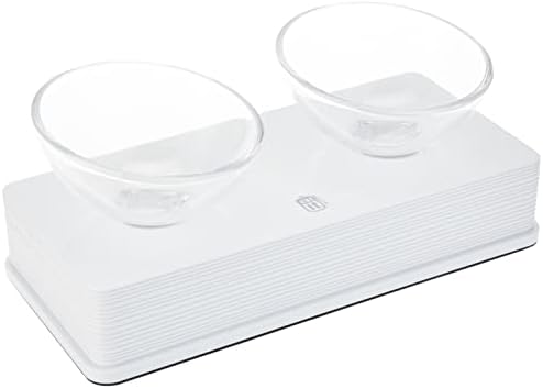 Catit Style 2-Bowl Glass Diner Set for Pets, White, 6.8 Fl Oz by Catit