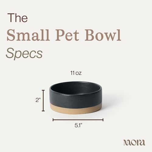 Mora Ceramic Pet Bowl Size Small - Food/Water Dish for Puppy Dogs, Cats, Guinea Pig, Rabbit, Hamster, Snake, ect. 11oz or 2 Cups - Basic Bowls for Your Dog or Cat, Mix and Match for a Set - Liquorice - Image 2