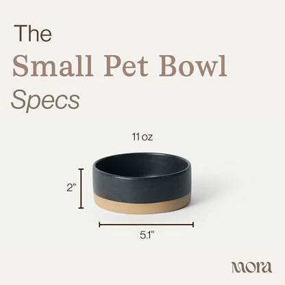 Mora Ceramic Pet Bowl Size Small - Food/Water Dish for Puppy Dogs, Cats, Guinea Pig, Rabbit, Hamster, Snake, ect. 11oz or 2 Cups - Basic Bowls for Your Dog or Cat, Mix and Match for a Set - Liquorice - Image 2