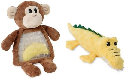 Amazon Basics Monkey and Alligator Interactive Dog Squeak Plush Toys for Puppies, Small and Medium Dogs, 2-Pack by AmazonBasics