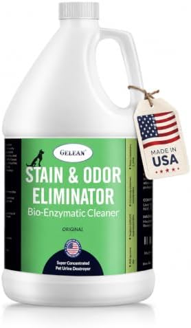 Strong Stain & Odor Eliminator - Cats & Dog Enzymatic Urine Destroyer -MADE IN USA- Fresh Scent Multi-Purpose Pet Stain Remover for Floors, Carpet, Bathrooms, Drains & Trash Deodorizer cleaner, 128oz by GELEANhighqualityproduct