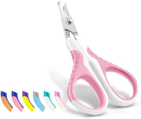 WePet Pet Nail Clippers U07.1, Professional Claw Trimmer, Bended Scissor Special for Cats, Kittens, Dogs, Puppies, Small Animals, White/Thulian Pink by WePet