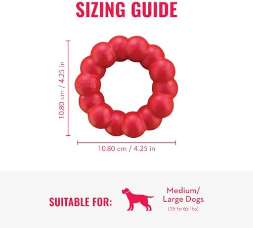 KONG Ring, Natural Rubber Chew Toy for Dental Health, for Medium/Large Dogs - Image 4