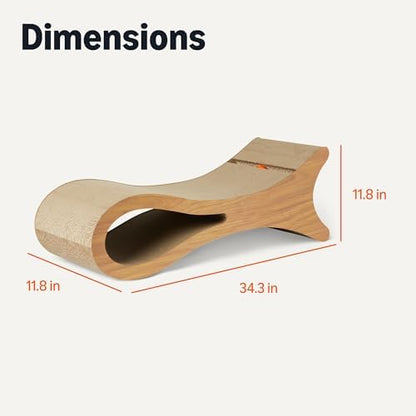 Amazon Basics Cat Scratcher Post Cat Scratcher Lounge Bed for Indoor Cats Bed Shaped Post Pad with Interactive Ball Toy & Catnip, FSC-Certified, 34.3 x 11.8 x 11.8 in, Wooden Color - Image 5