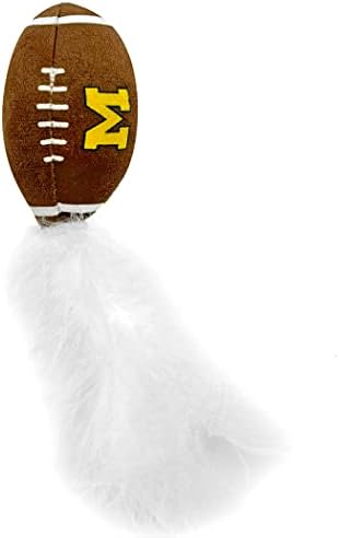 BEST PLUSH CAT TOY NCAA MICHIGAN WOLVERINES Complete Set of 3 piece Cat Toys filled with Fresh Catnip. Includes: 1 Helmet Cat Toy, 1 Football Cat Toy with Feathers & 1 Beer Bottle. Beautiful Team LOGO - Image 3