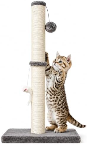 MeowHomm 32'' Tall Cat Scratching Post Cat Scratcher with Hanging Ball, Durable Cat Scratching Post for Indoor with Sisal Rope (Gray) by MeowHomm