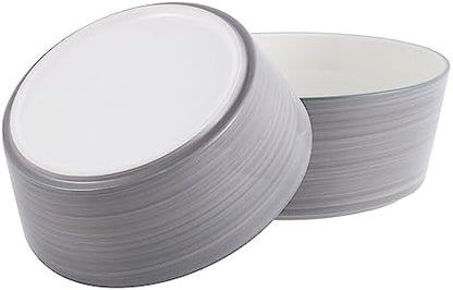 Grey White Dog Bowl Ceramic for Medium Large Breed, Heavy Weighted Dog Food Water Feeder Dish, 8 in Non - Slip Modern Cute Extra Big Porcelain Pet Bowl Maze Wide Mouth - Image 6