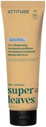Attitude 2-in-1 Pet Shampoo and Conditioner, Dog & Puppy Shampoo with Green Tea for Deodorizing, Gentle Cleansing Grooming Wash, Vegan, Coco Breeze Scent, 8 Fl Oz by Unknown