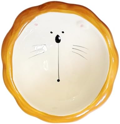 Lion Themed Tilted Ceramic Pet Bowl - High-Raised Cat/Dog Dish, 15° Anti-Regurgitation, 120g Large Capacity - Image 3
