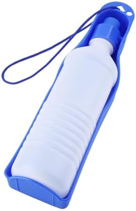 Pet Dog Travel Water Bottle Foldable Dog Water Dispenser Portable Dog Water Bottle with Drinking and Feeding Function(500ML-Blue) by Pssopp