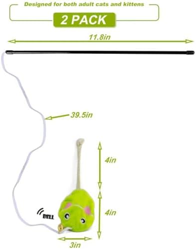 Interactive Cat Toy Wand with Catnip Mouse, Cat Teaser Wand Rainbow String for Bored Indoor Adult Cats and Kittens (2 Pack Mouse) - Image 5