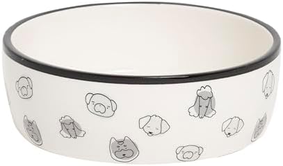 Pearhead Ceramic Dog Faces Dog Bowl, Small/Medium 2.25 Cups/ 18 oz by Pearhead