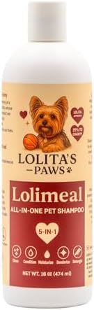 Lolimeal All-in-One Dog Shampoo – Gentle Oatmeal & Aloe Formula for Sensitive Skin, Moisturizing & Deodorizing, Made in USA, 16 oz by LolitasPaws