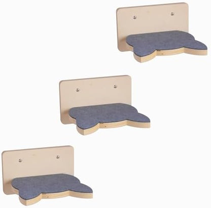 Solid Wood Wall Mounted Cat Steps, Cat Wall Furniture Shelves Stairs Perch(Dark) by EKIORI