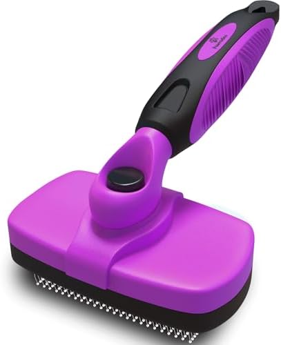 Deshedding Dog Brush for Shedding – Self Clean Cat Brush Deshedding & Grooming Tool for Long Haired and Short Haired Dogs, Slicker Brushes for Dogs, Skin-Friendly, Retractable Bristles, Easy to Clean by Pawradise