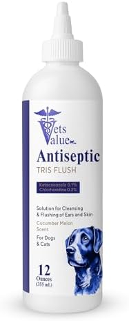 Vets Value Tris Flush Ear Cleaner for Dogs & Cats – 8oz Alcohol-Free, Non-Stinging Veterinary Ear Wash – Supports Routine Ear Hygiene, Odor Control, Gentle Formula – Made in USA by HorizonAnimalCare