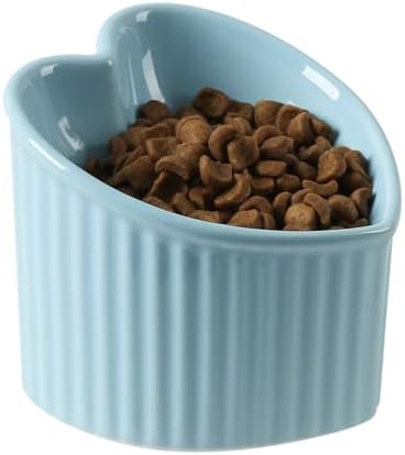 5.5" Blue Ceramic Raised Tilted Cat Food Bowl 1 Pack by FIVEAGE