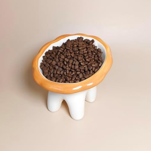 Lion Themed Tilted Ceramic Pet Bowl - High-Raised Cat/Dog Dish, 15° Anti-Regurgitation, 120g Large Capacity - Image 2