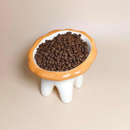 Lion Themed Tilted Ceramic Pet Bowl - High-Raised Cat/Dog Dish, 15° Anti-Regurgitation, 120g Large Capacity - Image 2