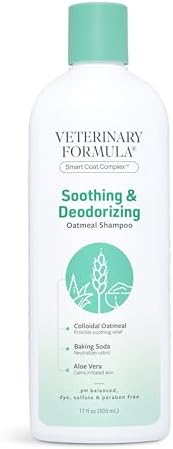 Veterinary Formula Smart Coat Complex Soothing and Deodorizing Oatmeal Shampoo for Dogs, 17 Fl oz – Baking Soda Eliminates Odors, Aloe Vera & Oatmeal Cleanse and Hydrate Skin – Long-Lasting Fragrance by VeterinaryFormula