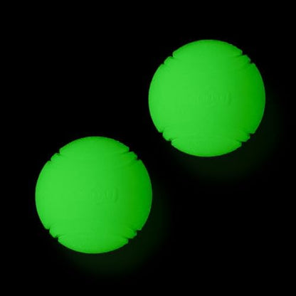2 PCS Glowing Fetch Balls - Rubber Glowing Dog Toy Balls, High Bounce, Chew Resistant, Under 60 Lbs, Belgian Malinois Gifts (6CM) by Vitalili