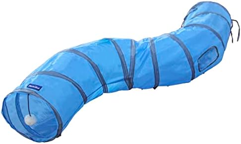 PetLike S Way Cat Tunnel Collapsible Pop-up Pet Tube Hideaway Play Toy with Ball (S-Way, Blue) by PetsLikePetLike