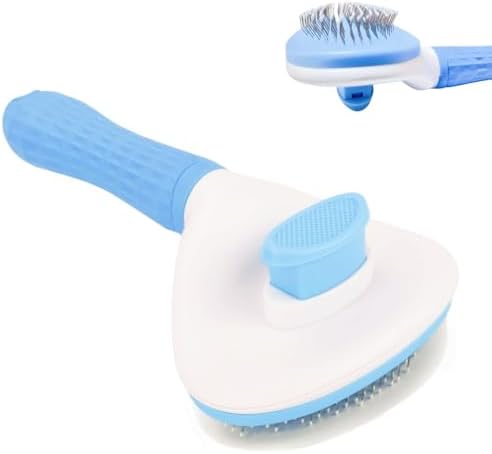 Cat Brush Self Cleaning, Ergonomic Handle,Slicker Cat Brush with Release Button,Tool Suitable for Cats and Dogs Pet Hair Cleaner, Easy to Remove Loose Undercoat ﻿ ﻿ by JRKOETY