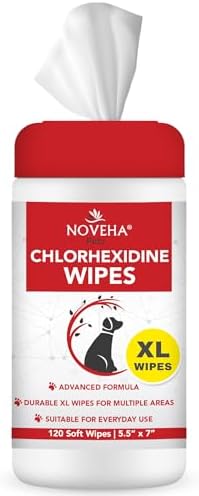 NOVEHA 120PCs XL Formulated Pet Wipes for Dogs & Cats - Safe for Facial & Finger Folds, Underarms, Groin, Hot Spots, Redness & Skin Relief, On-the-Go Size 5.5" x 7" by NOVEHA