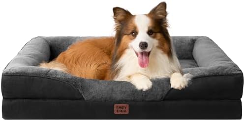 EHEYCIGA Orthopedic Dog Bed for Large Dog, Memory Foam Dog Couch,Grey/Black by EHEYCIGA