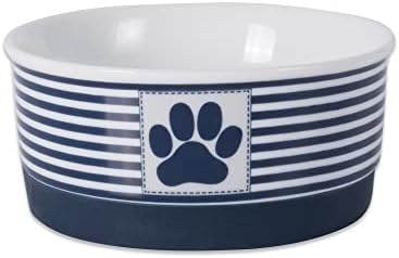 Bone Dry Paw & Patch Ceramic Pet Collection, Small Bowl, 4.25x2", Nautical Blue by BoneDry