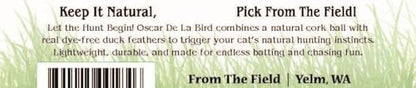 from The Field | Oscar De La Bird Cat Toy | Cork Ball & Dye-Free Feathers - Image 3