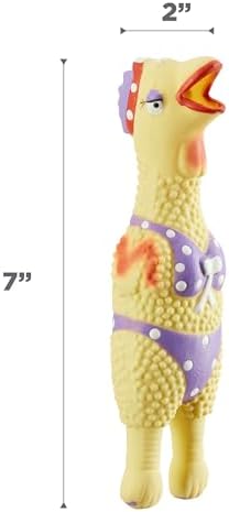 Outward Hound by Charming Pet Squawkers Henrietta Latex Squeaky Rubber Chicken Dog Toy, Funny Interactive Holiday Toy for Dogs, Small Size (Pack of 2) - Image 6