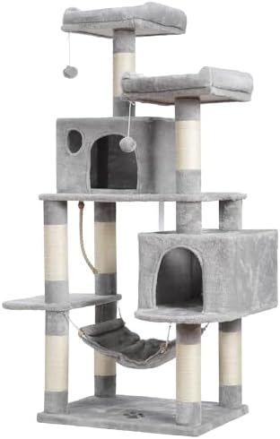Hey-brother Cat Tree Tower with Sisal Scratching Posts, Big Condo, MPJ020W by Hey-brother