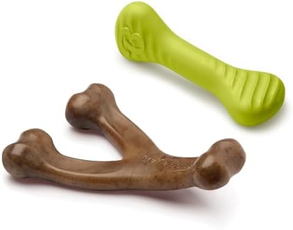 Benebone Bacon Wishbone/Rubber Bone Medium, 2-Pack by Benebone