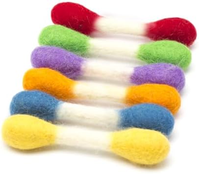 Glaciart One MINI Swabs Cat Toys with Catnip - 6 Pk | Durable for Chew, Cute Cat Toys Interactive Kitty for Boredom, Exercise, & Play | Filled w/Organic Catnip for Anxiety & as Digestive Aid by GlaciartOne