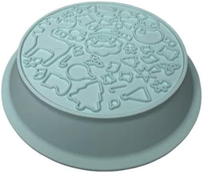 Snowman/Christmas 2-in-1 Silicone Slow Feeder & Licking Mat - BPA Free, Dishwasher Safe, 500ml Capacity, Perfect for Dogs & Cats (Ice Blue)