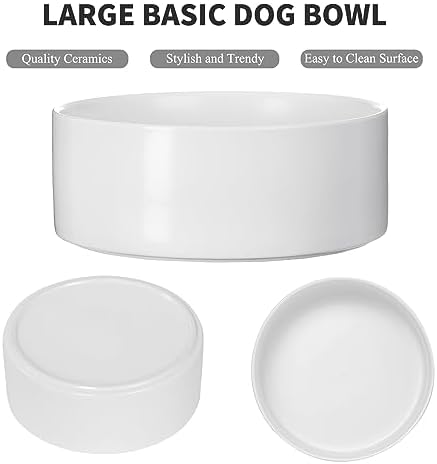 8'' Ceramic Dog Bowl - 70Oz Classic Dogs Food & Water Bowl for Medium and Large Breeds, Heavy-Duty Non-Slip Dog Dish, Food Grade Stoneware Pet Bowl, Dishwasher & Microwave Safe, White - Image 2
