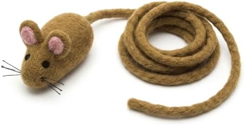 Glaciart One Felt Mouse Cat Toy – Soft Fuzzy Enrichment 100% Natural Wool - Interactive Catnip Play Cat Toy Set - Safe for Pets, Non-AZO Colored Dyes - 100” Long by GlaciartOne