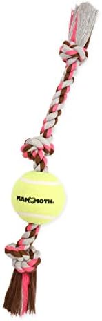 Mammoth Flossy Chews Color 3 Knot Tug w/Large Tennis Ball – Premium Cotton-Poly Tug Toy for Dogs – Interactive Dog Tug Toy – Rope Dog Toy with Tennis Ball for Large Dogs - 24” by MammothPetProducts