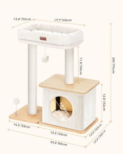Small Cat Tree for Indoor Kittens, 30" Compact Modern Cat Tower - Image 6