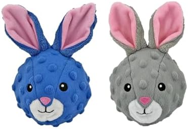 Pet Lou Rabbit EZ Squeaky Ball, Set of 2, 4-inch Width by PetLou