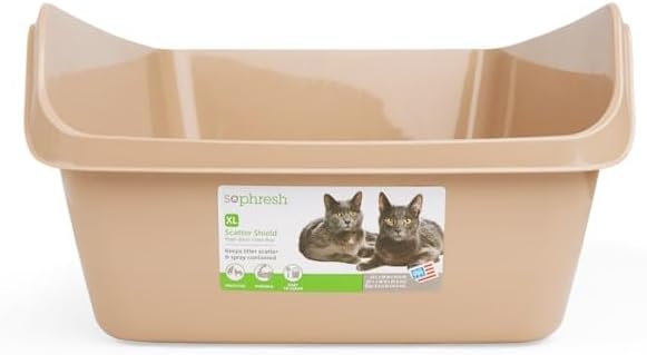 So Phresh Scatter Shield High-Back Litter Box, Tan, X-Large, 24" L X 18" W X 10" H