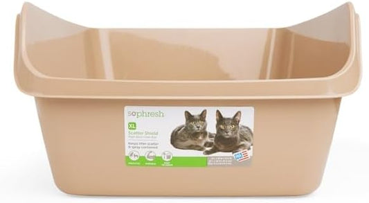 So Phresh Scatter Shield High-Back Litter Box, Tan, X-Large, 24" L X 18" W X 10" H