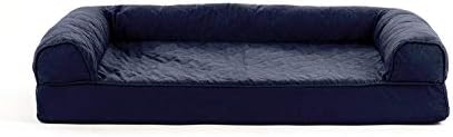 Furhaven Cooling Gel Dog Bed for Medium/Small Dogs w/ Removable Bolsters & Washable Cover, For Dogs Up to 35 lbs - Quilted Sofa - Navy (Blue), Medium - Image 2