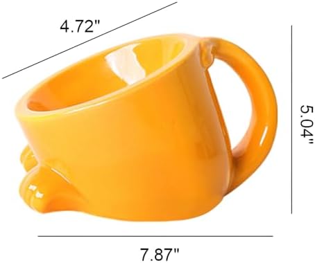 Raised Cat Bowls with Handle Tilted Cat Dish Ceramic Pet Food Water Bowl for Indoor Outdoor Kitten Small Dogs Puppy Light Orange - Image 2