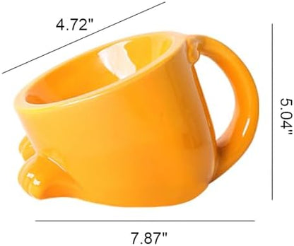 Raised Cat Bowls with Handle Tilted Cat Dish Ceramic Pet Food Water Bowl for Indoor Outdoor Kitten Small Dogs Puppy Light Orange - Image 2