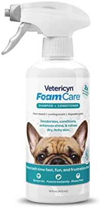 Vetericyn FoamCare Dog Shampoo and Conditioner - Instant Foaming, Spray-On Hypoallergenic Shampoo, Plant-Based Formula for Dogs and Cats. 16 Ounce by Vetericyn